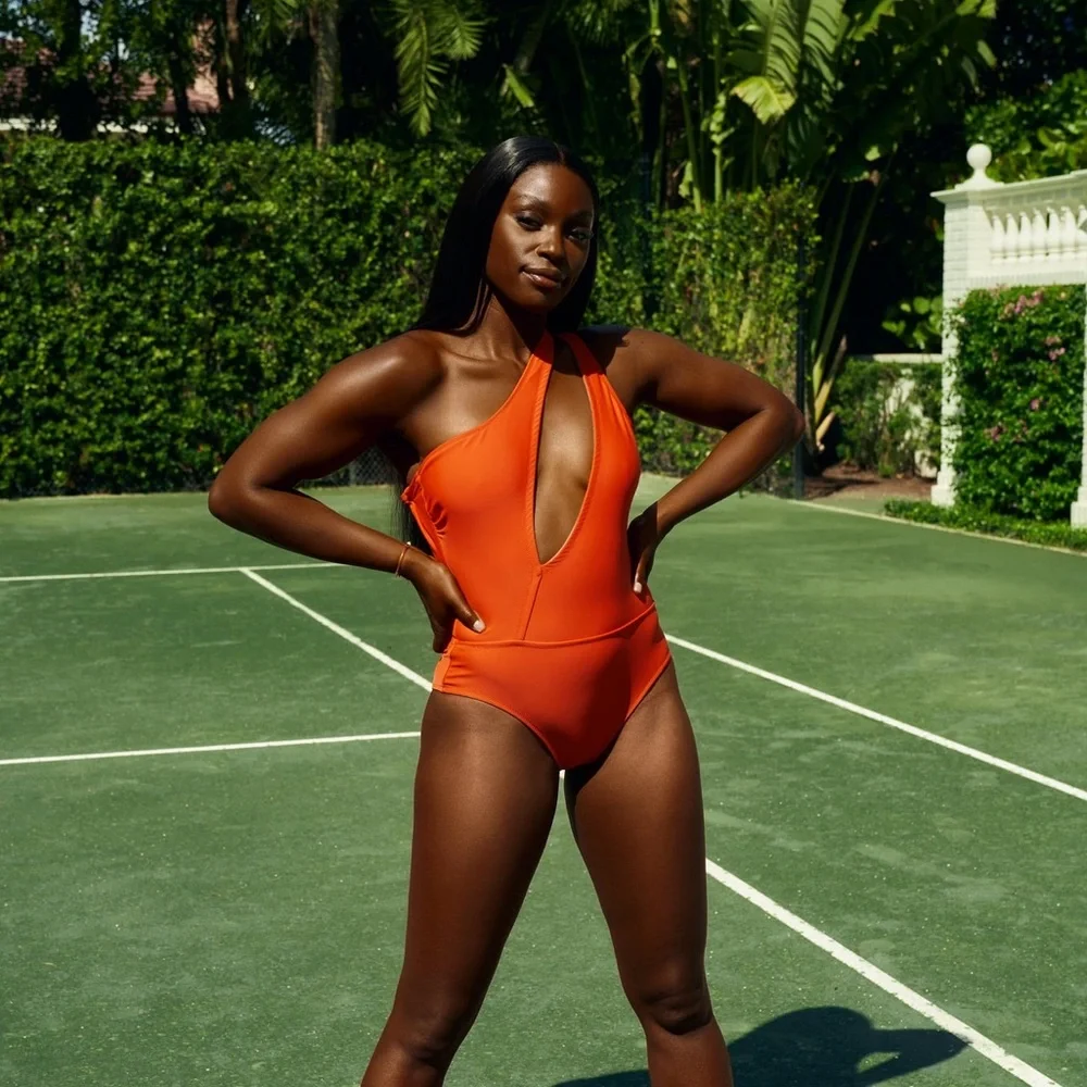 Solid & Striped Sloane Stephens Issi One Piece Bikini‎ Swimsuit Candy Red Orange